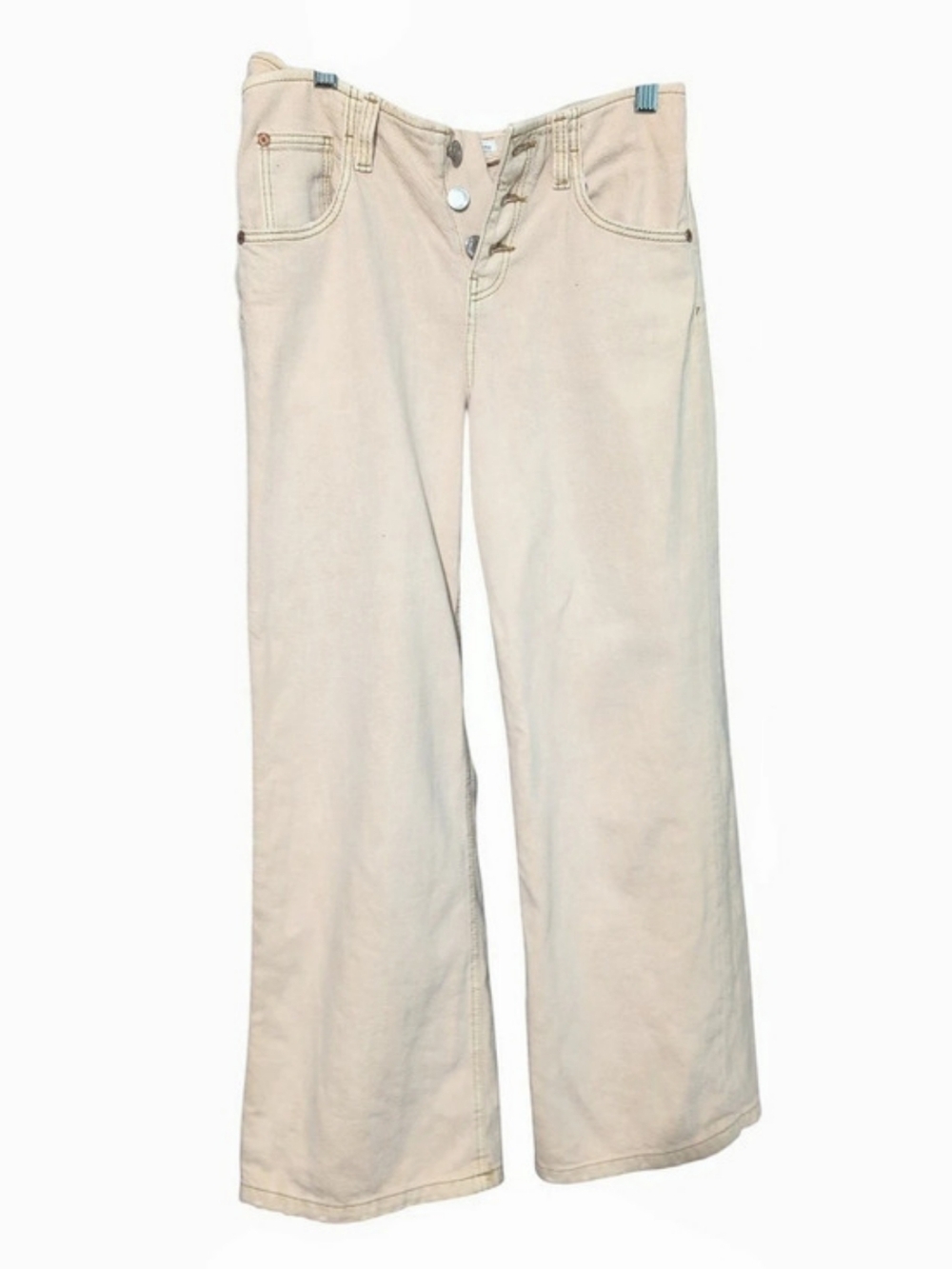 ZARA Girls Cream Wide Leg Cotton Denim Jeans Raw Hem Size 11-12